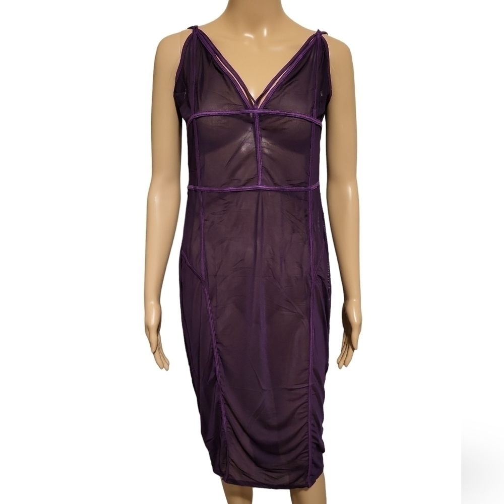 K + Glam See Through Dress - Purple (Size 2XL)